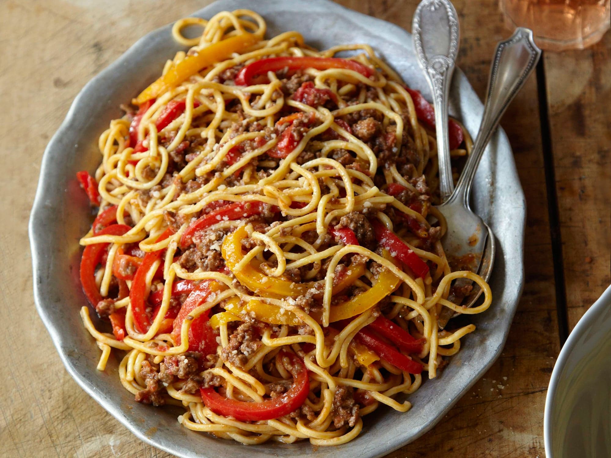 Abruzzo, Spaghetti alla Chitarra with Lamb and Sweet Pepper Ragu