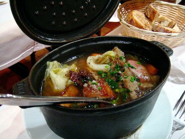 Stew of pork and veal served with buckwheat stuffing at Chez Michel Bistro Paris