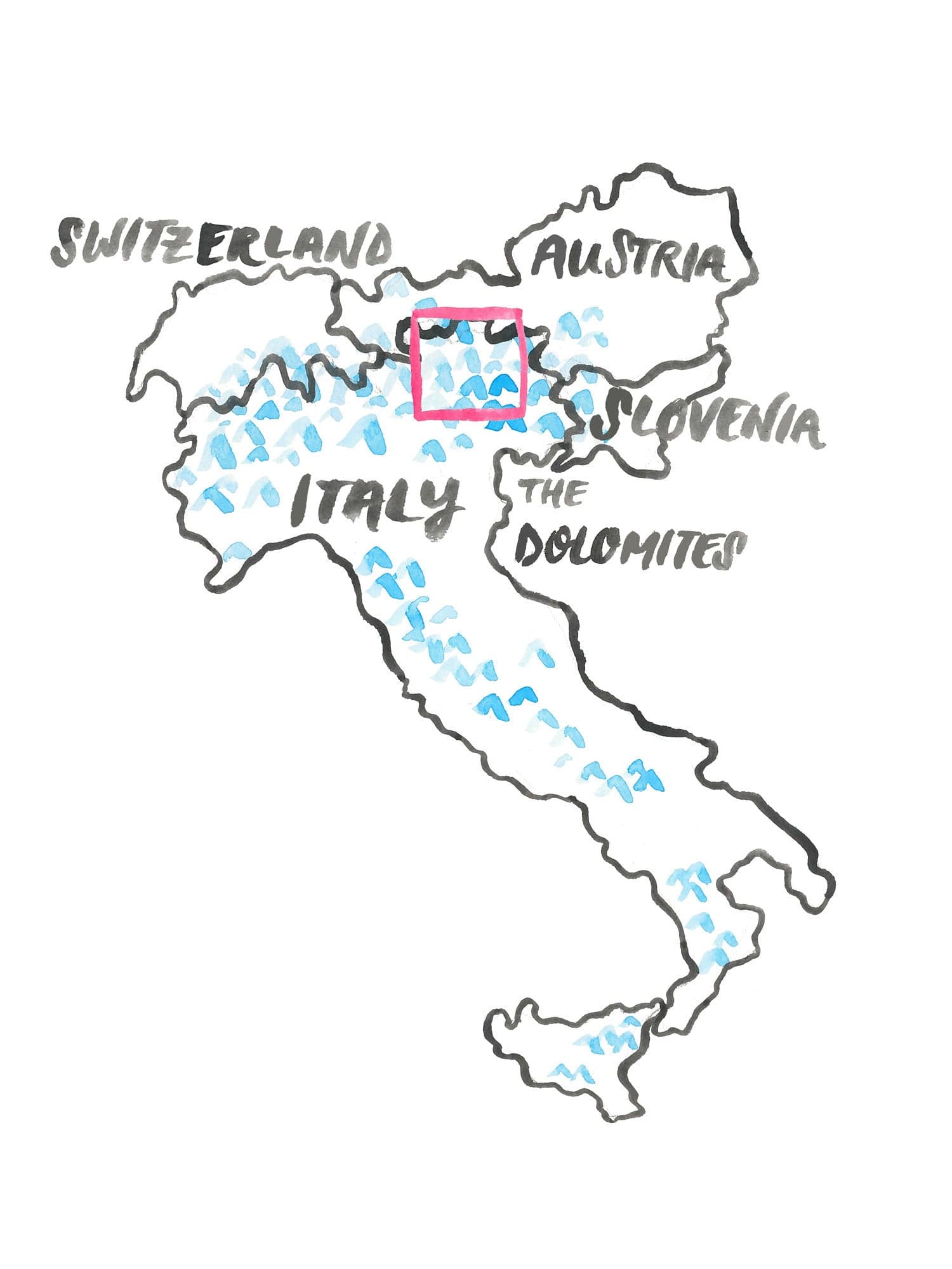 Dolomites, Italy - illustration