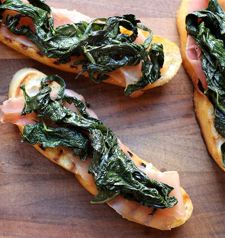 Kale and Prosciutto on Toast