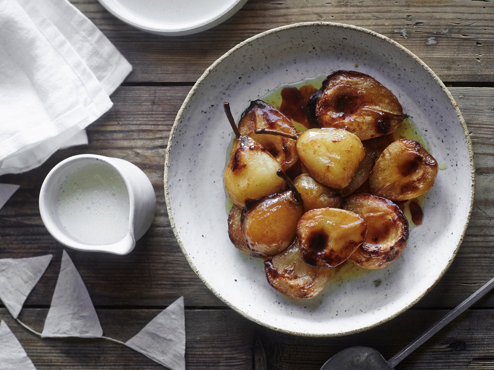 Honey-and-Butter Baked Pears with Cold Cream