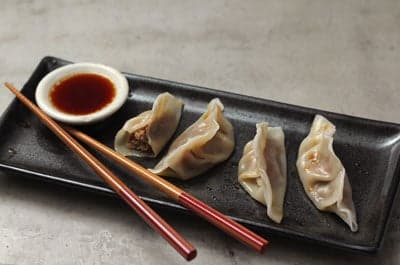 Chinese dumplings filled with shiitake mushroom and chicken