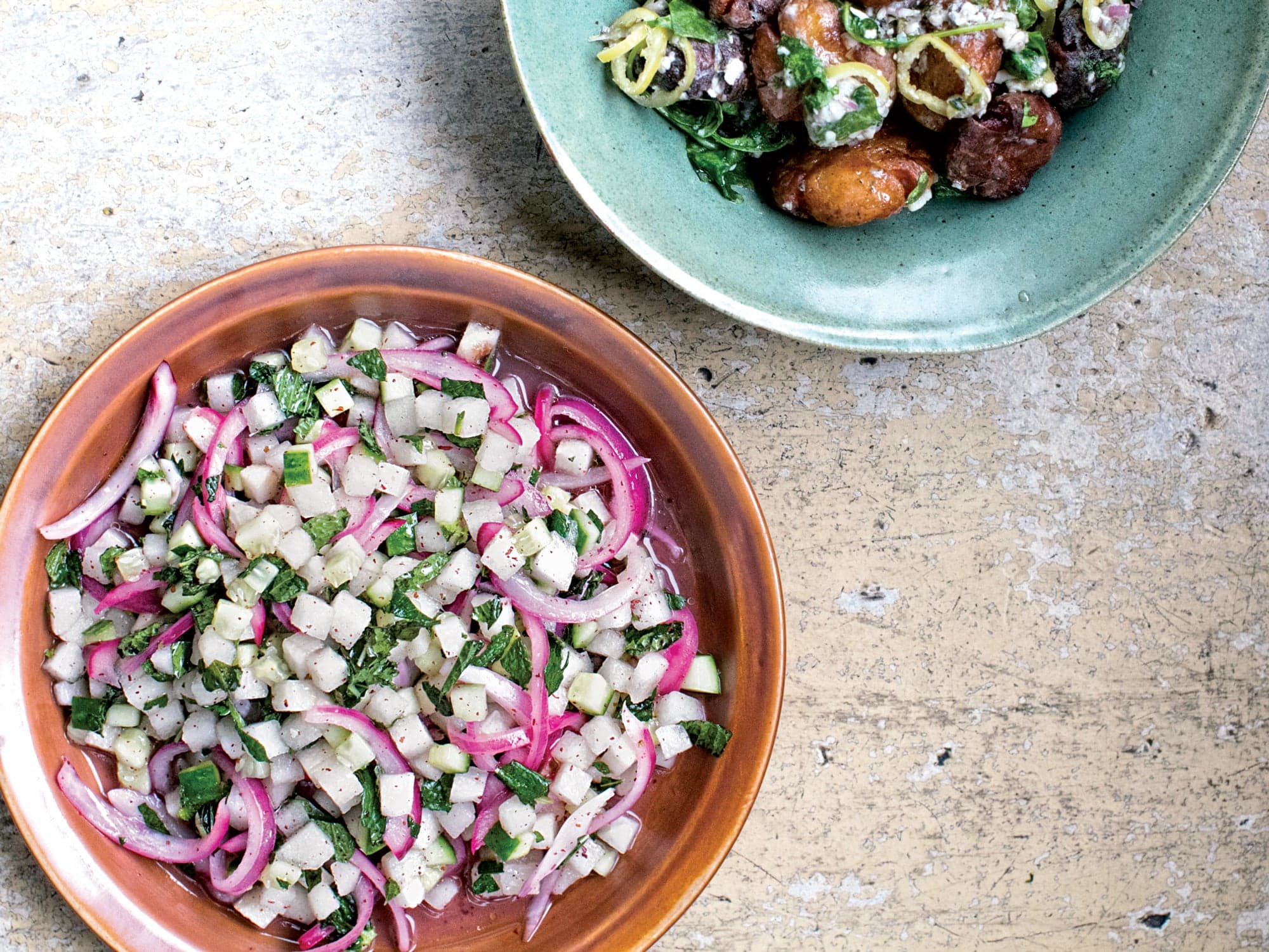 Cucumber, Pear, and Sumac–Onion Salad