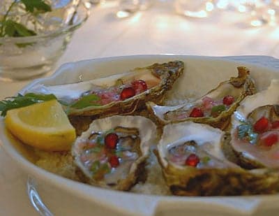 Oysters with Pomegranate Vinaigrette
