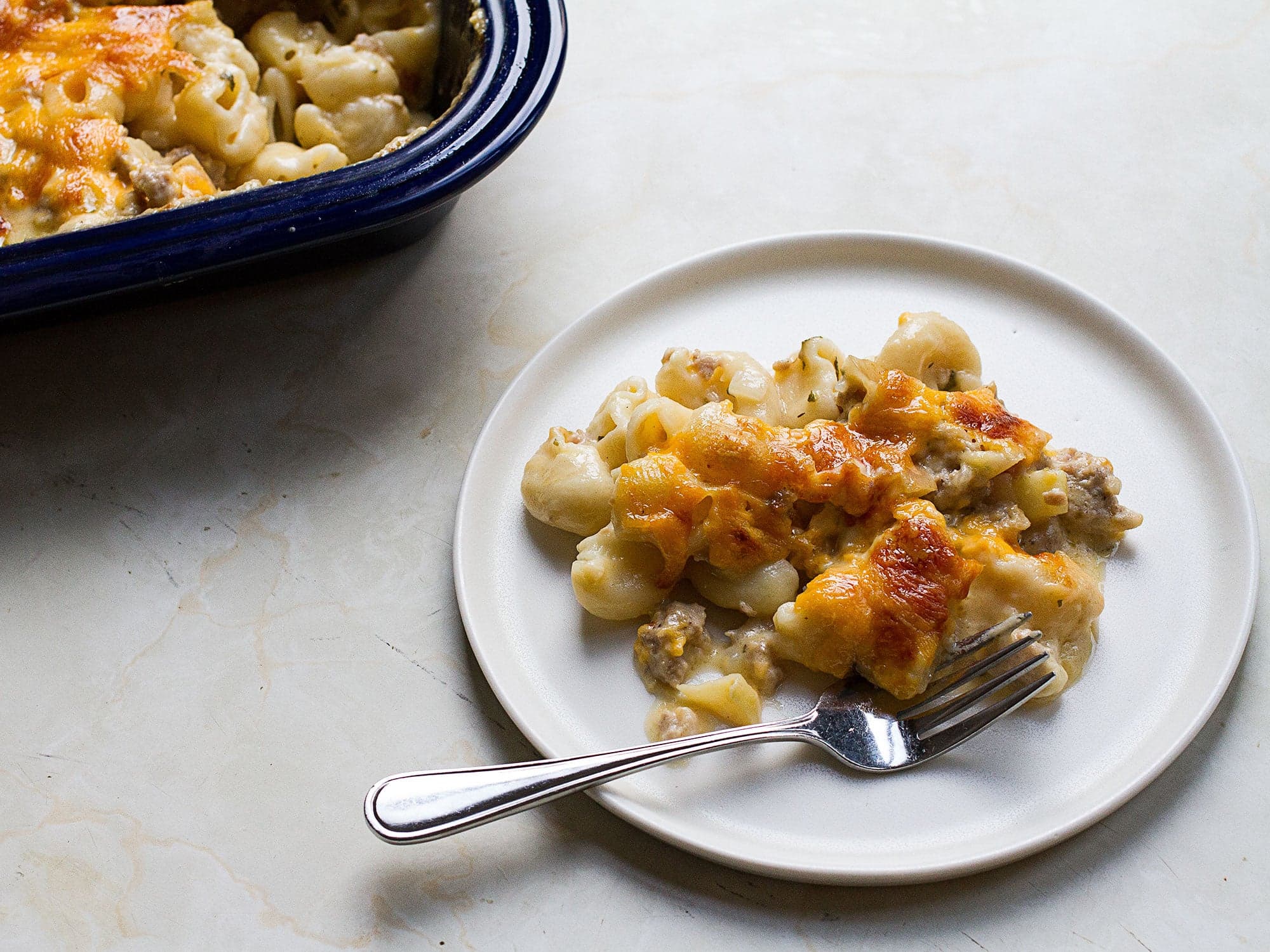 Mac and Cheese with Sausage and Apple Casserole