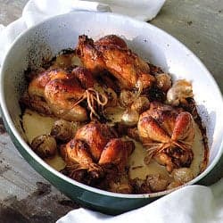 Chicken with Onions, Calvados, and Cream