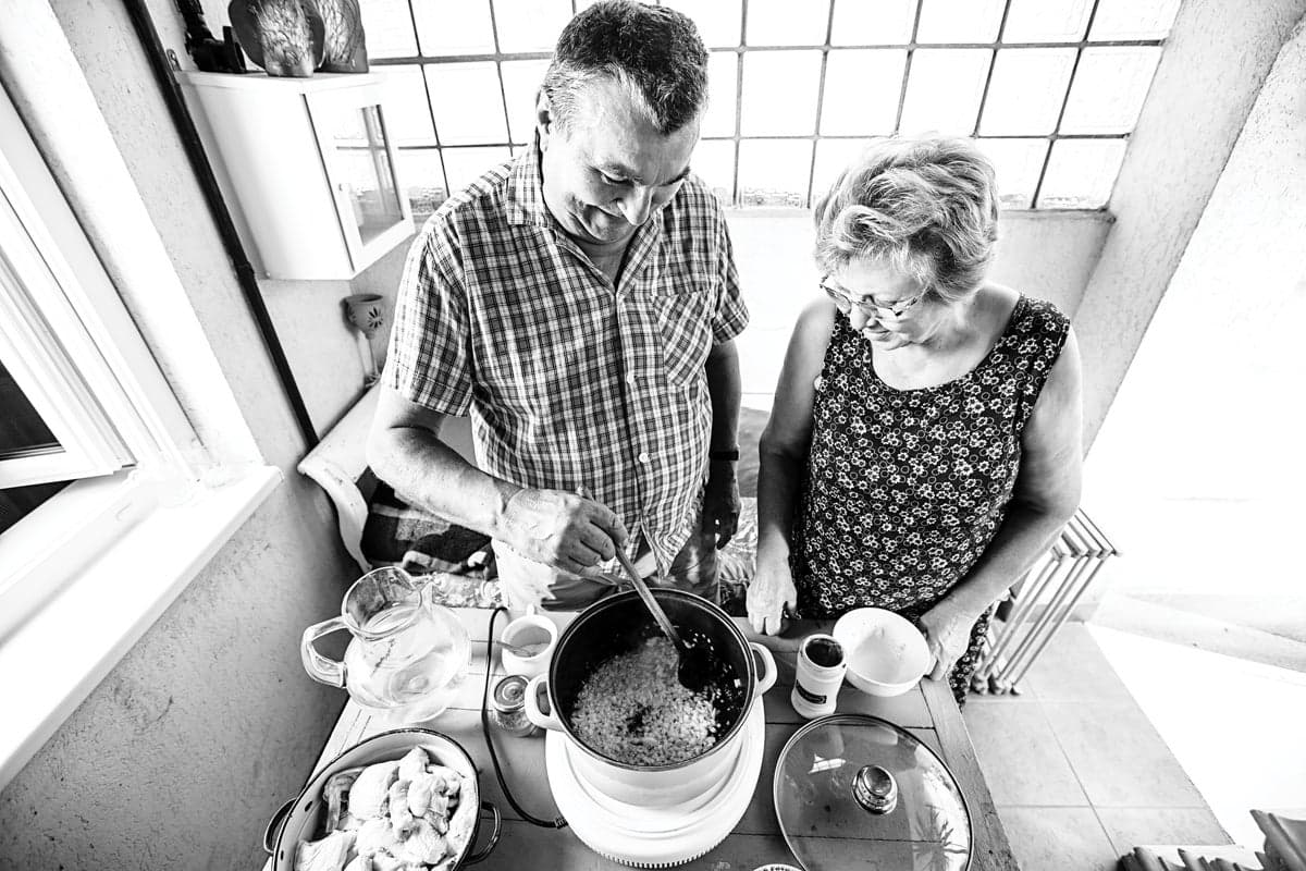 Hungarian couple cooking