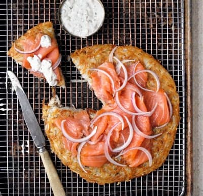 "Everything" Potato Galette with Lox and Creme Fraiche