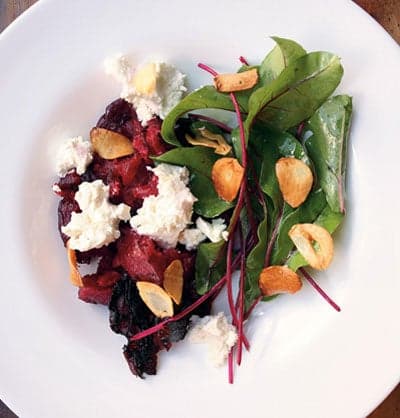 Smashed Beets with Goat Cheese