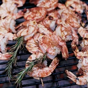 Skewered Shrimp on Rosemary Branches