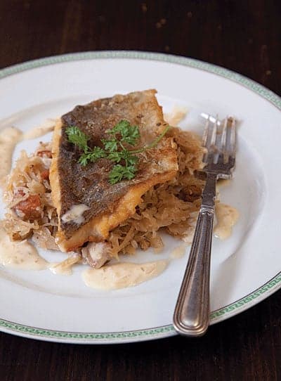 Sauerkraut with Fish in Cream Sauce