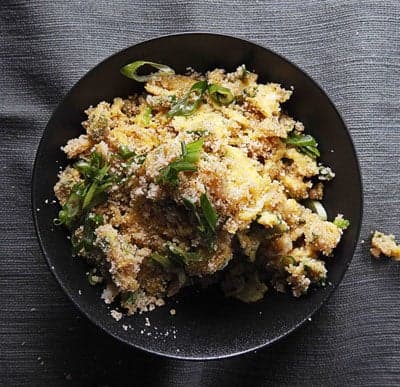 Eggs and Scallions with Toasted Cassava Flour