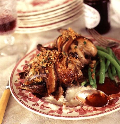 Roast Grouse with Bread Sauce and Game Crumbs