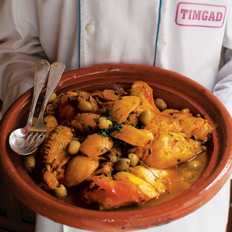Chicken Tagine with Apricots, Figs, and Olives (Tagine Djaj Bzitoun)