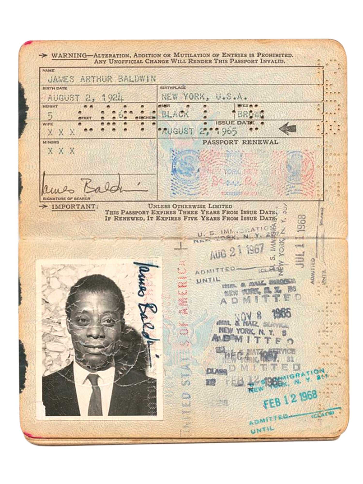 James Baldwin passport