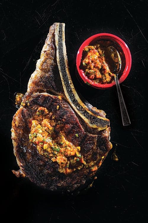 Grilled Rib Eye with Sweet-Hot Pepper Sauce