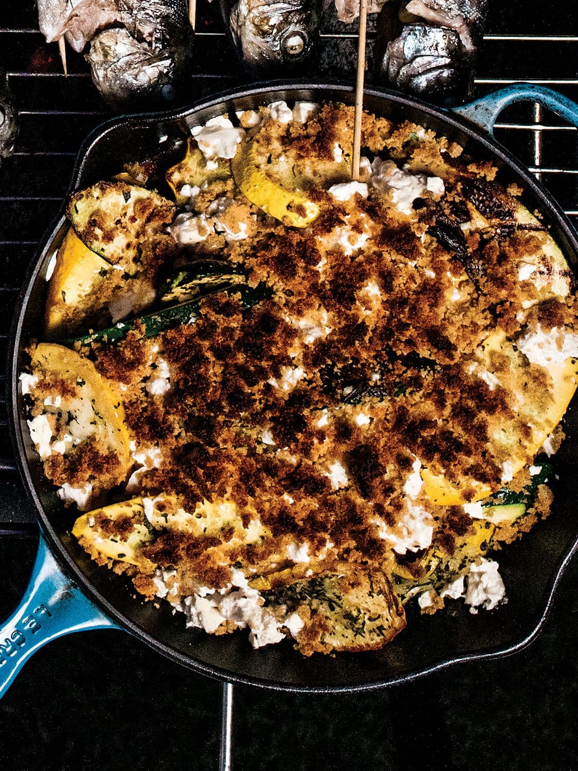 Skillet-Roasted Squash with Oregano, Mint, and Cheese