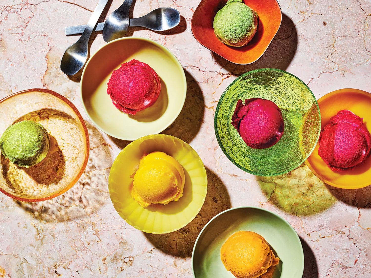 colorful bowls of sorbet