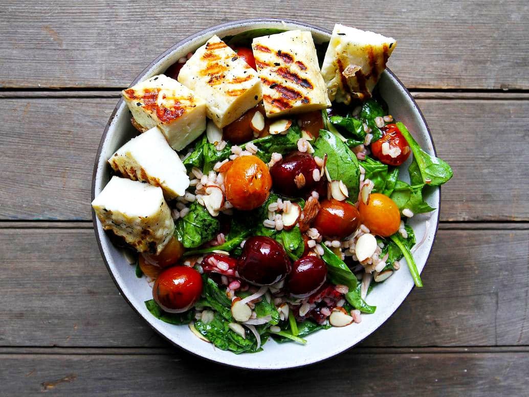 Grilled Halloumi and Cherry Salad