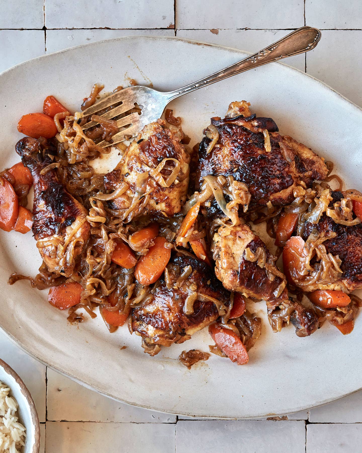 Senegalese style grilled chicken recipe with caramelized onions.