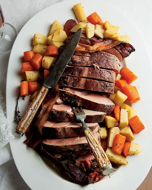 Braised Pork Roast with Root Vegetables (Schweineschmor-braten mit Rübengemüse)