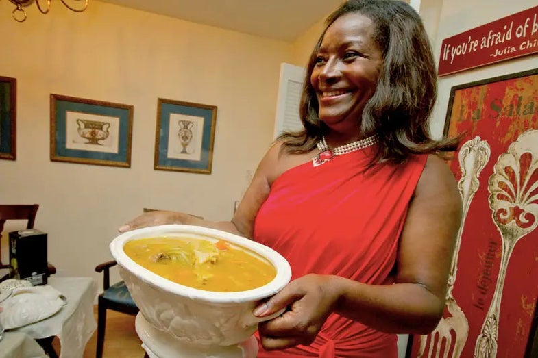 Serving soup joumou on Haitian Independence Day