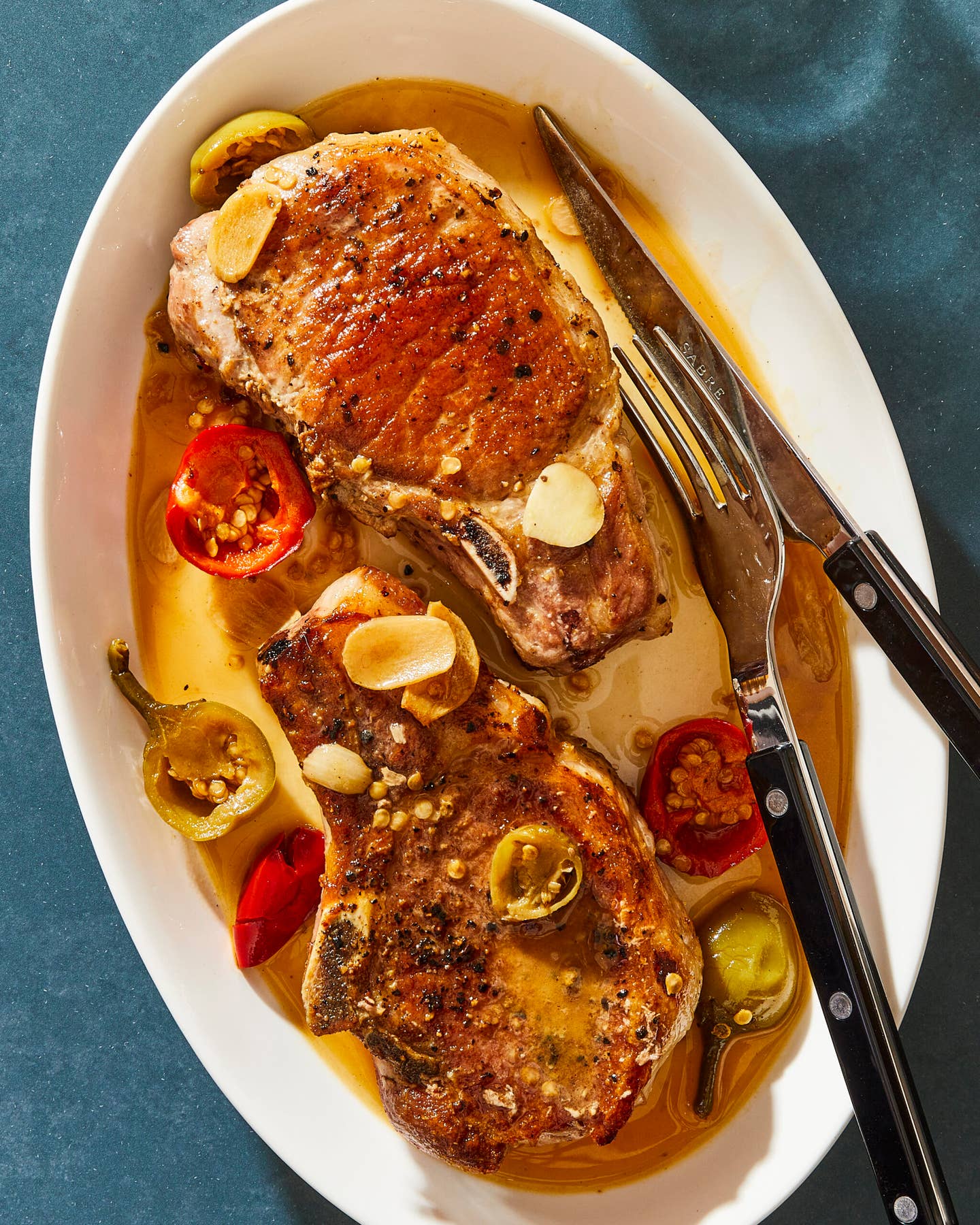 Bamonte’s Pork Chops with Pickled Peppers