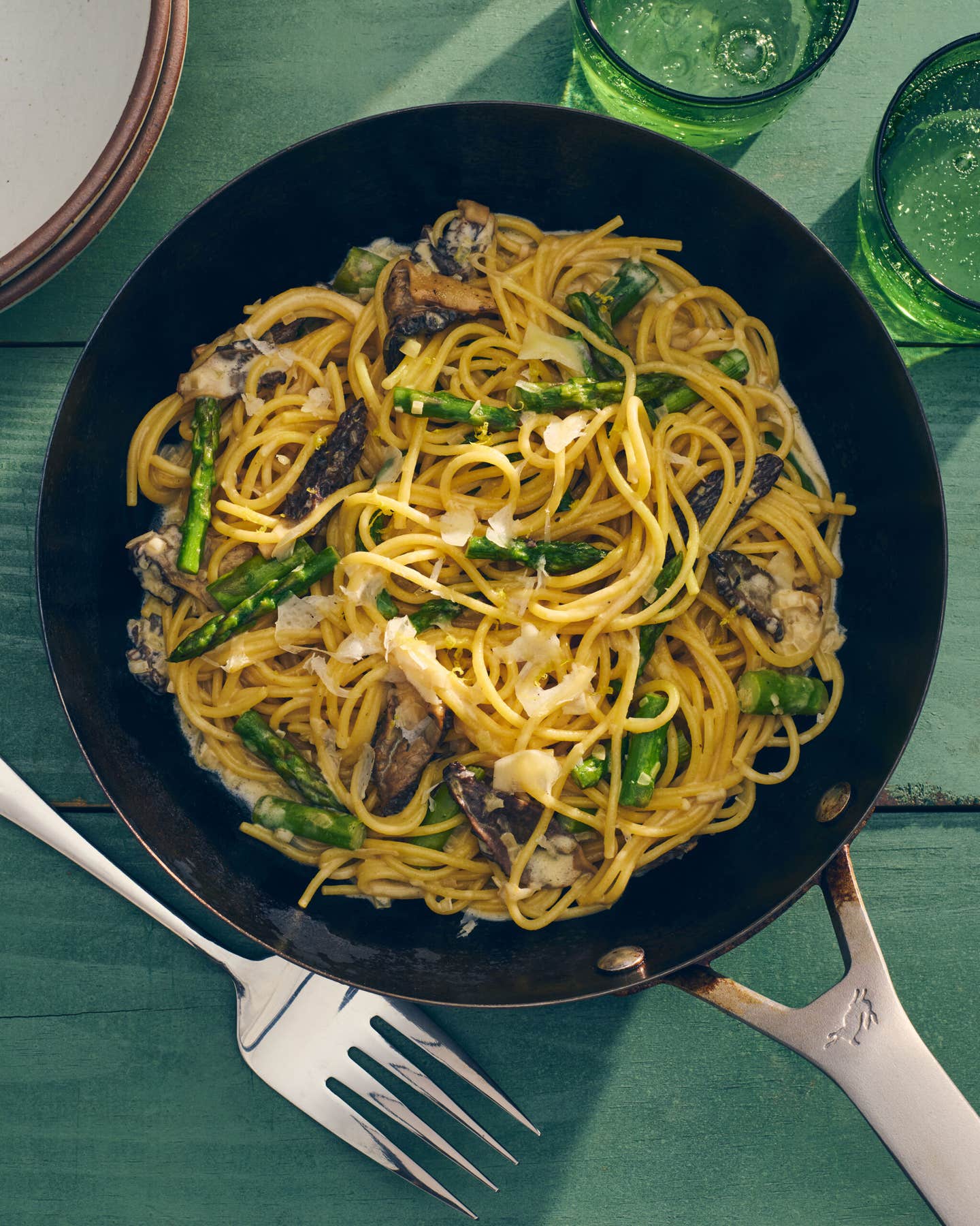 Morel and Asparagus Spaghetti