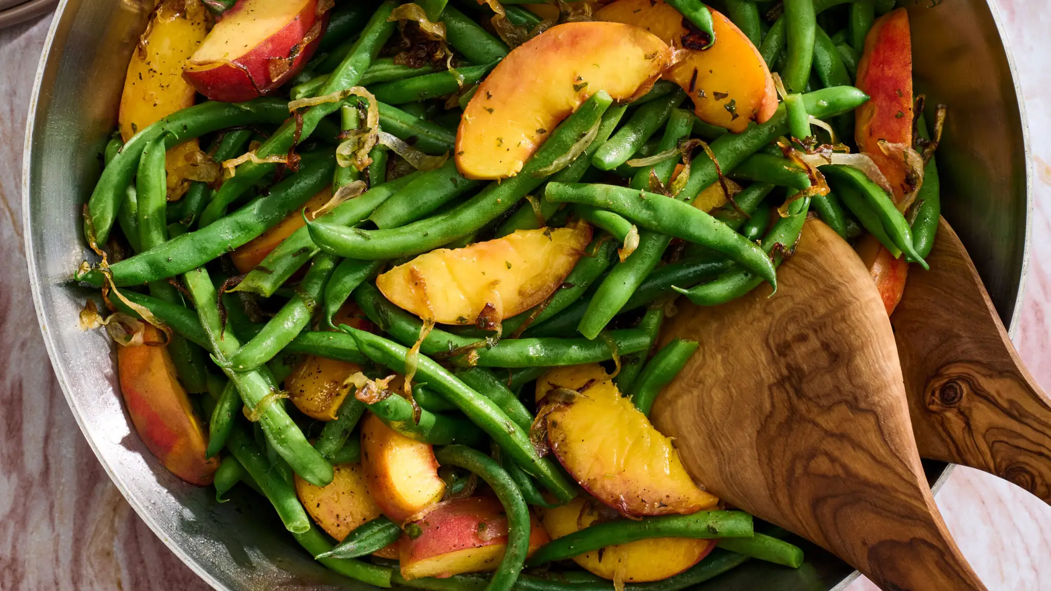 Green Bean Salad with Peaches and Caramelized Onions-image