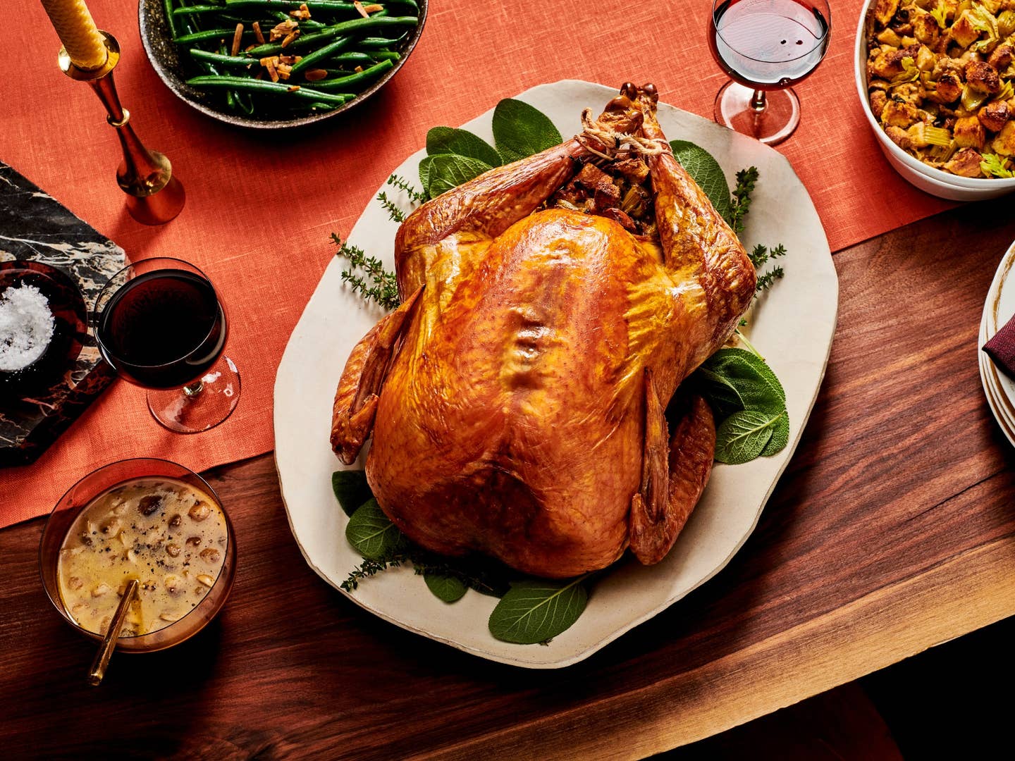 Roast Turkey with Celery-Root Stuffing and Giblet Gravy