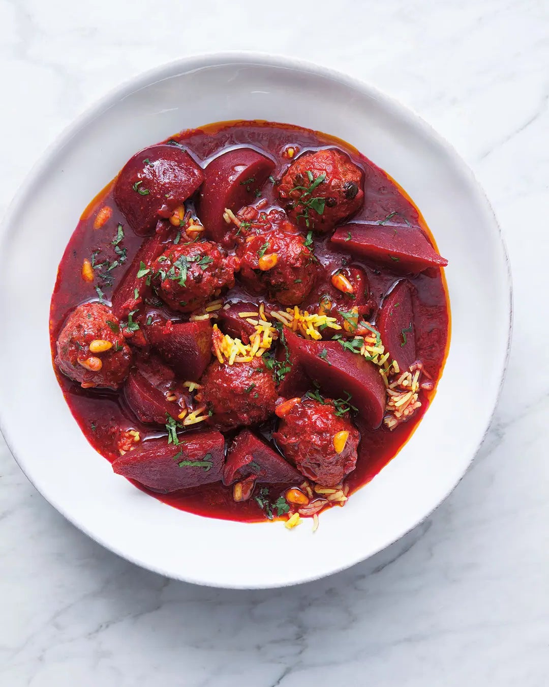 Beet Stew With Lamb Meatballs