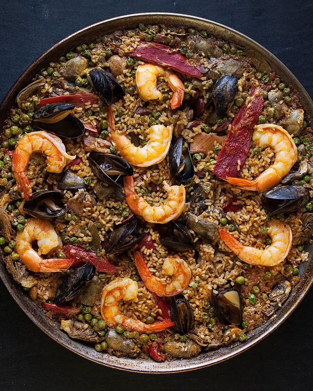 Paella with Chorizo, Chicken, and Shrimp (Paella Mixta)