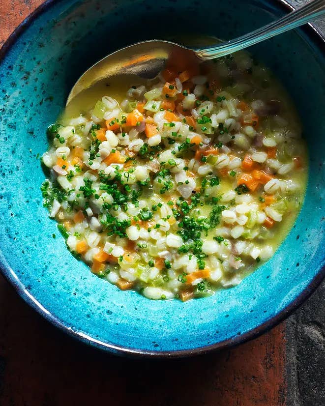 Pearl Barley Soup with Moscato d'Asti