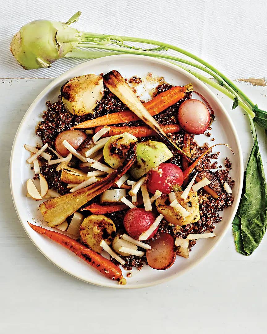 <strong>Celebrate the Sweetest Winter Root With These 7 Parsnip Recipes</strong> Root Vegetable and Quinoa Salad with Pickled Sunchokes