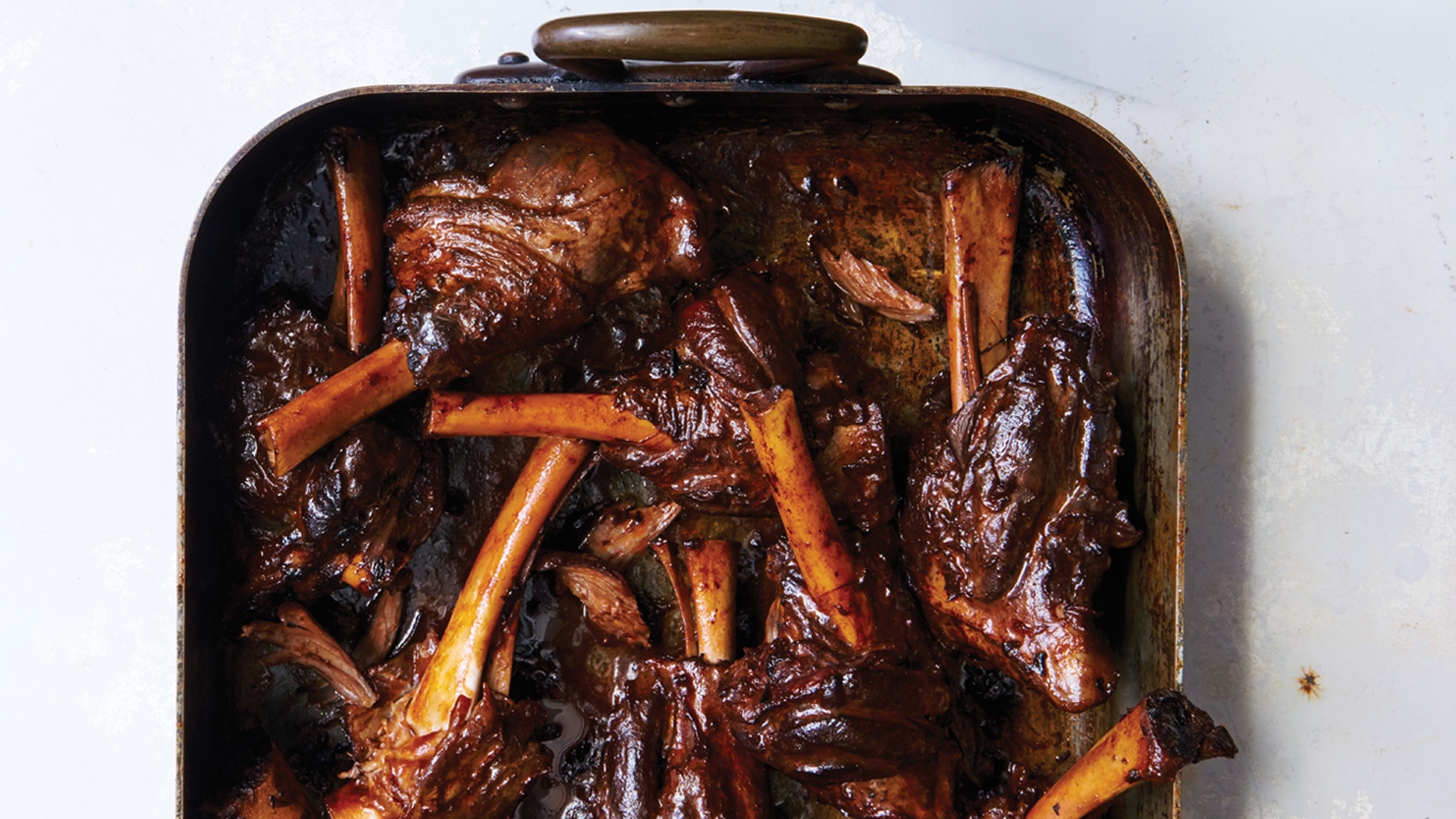 Lamb Shanks in Red Wine with Creamy Eggplant