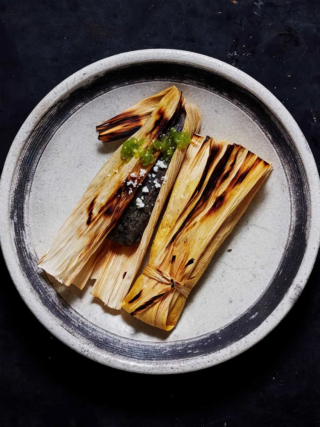 Tamales with Tomatillo Salsa