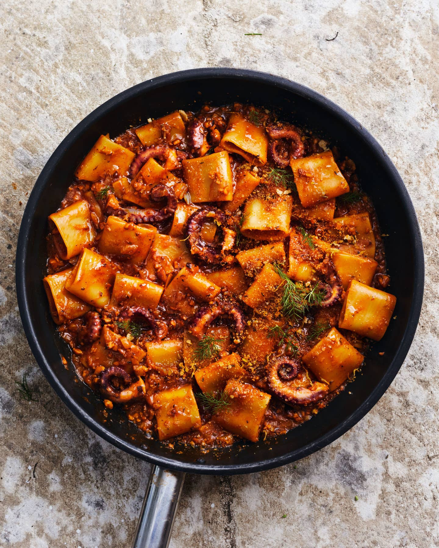 Pasta with Octopus Ragu and Stracciatella