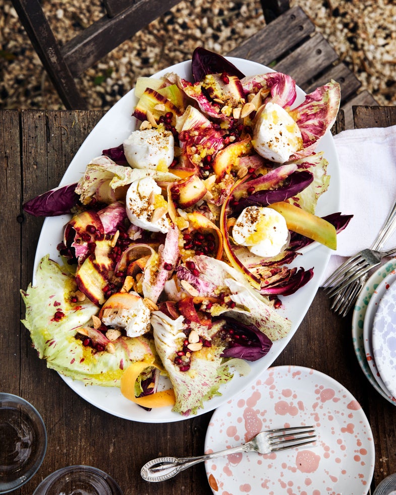 Radicchio and Polignano Carrot Salad with Burrata and Pomegranate