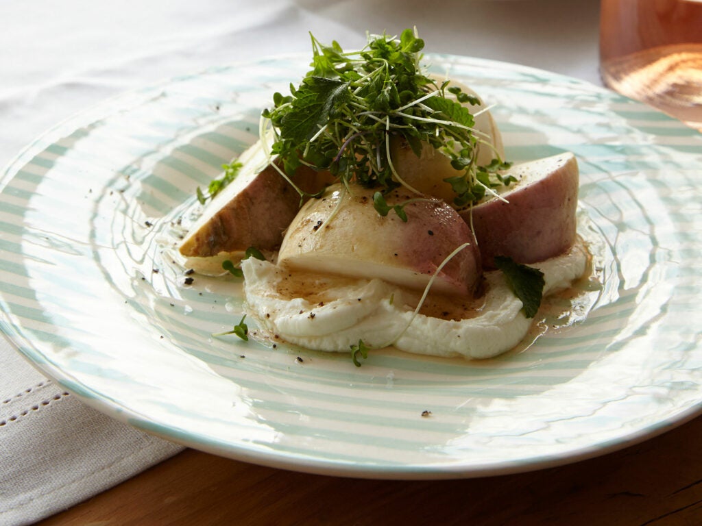 Salt-Roasted Turnips with Goat Cheese and Greens