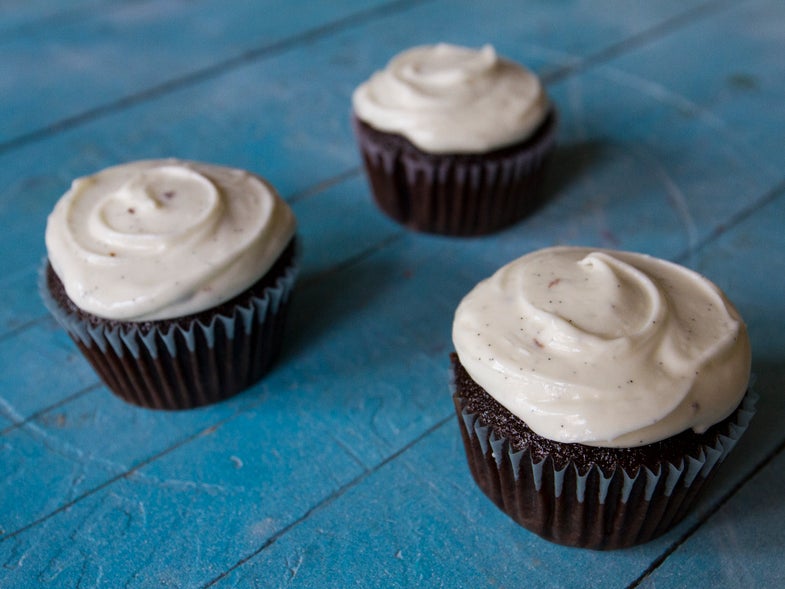 Chocolate Cupcakes with Goat Cheese Frosting
