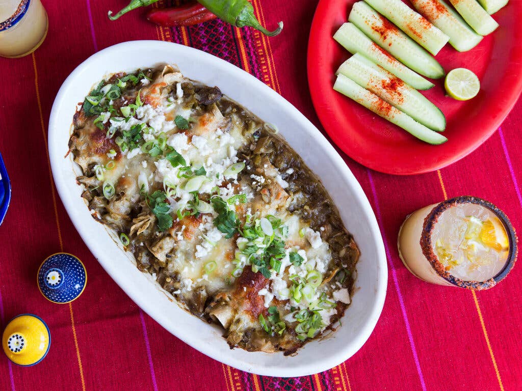 Hatch green chile enchiladas