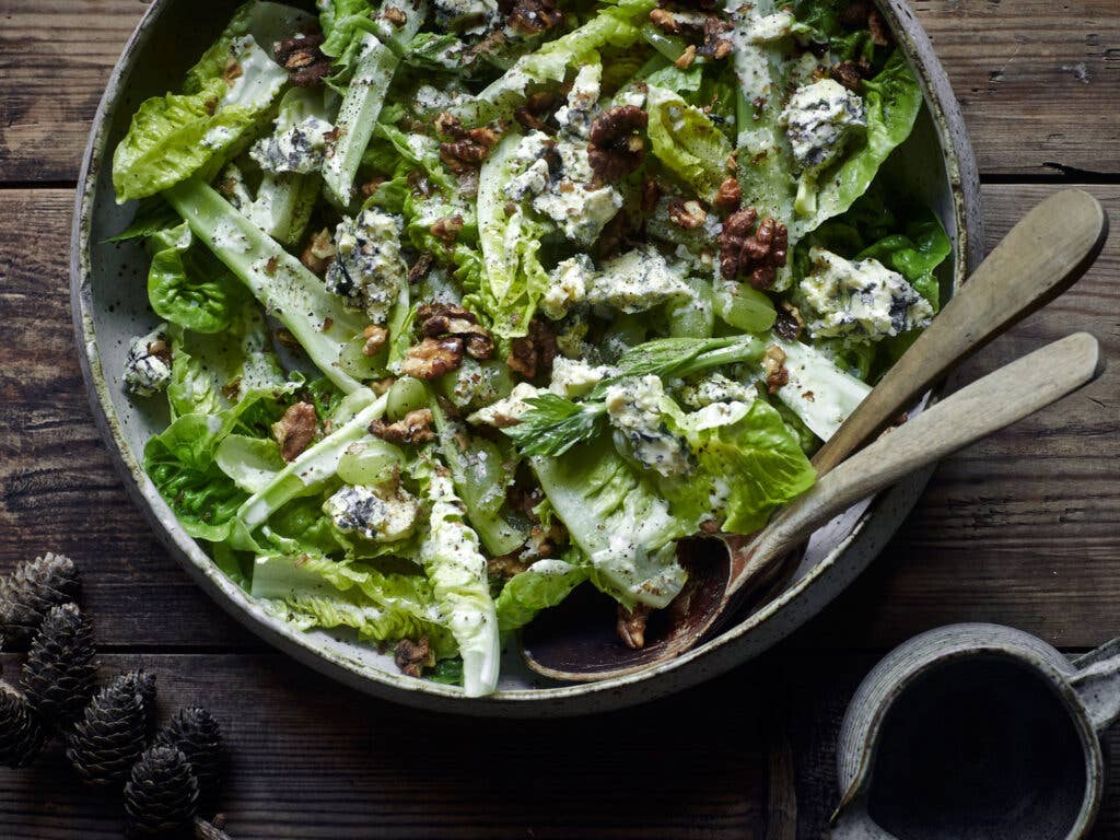 Blue Cheese, Grape, and Gem Lettuce Salad