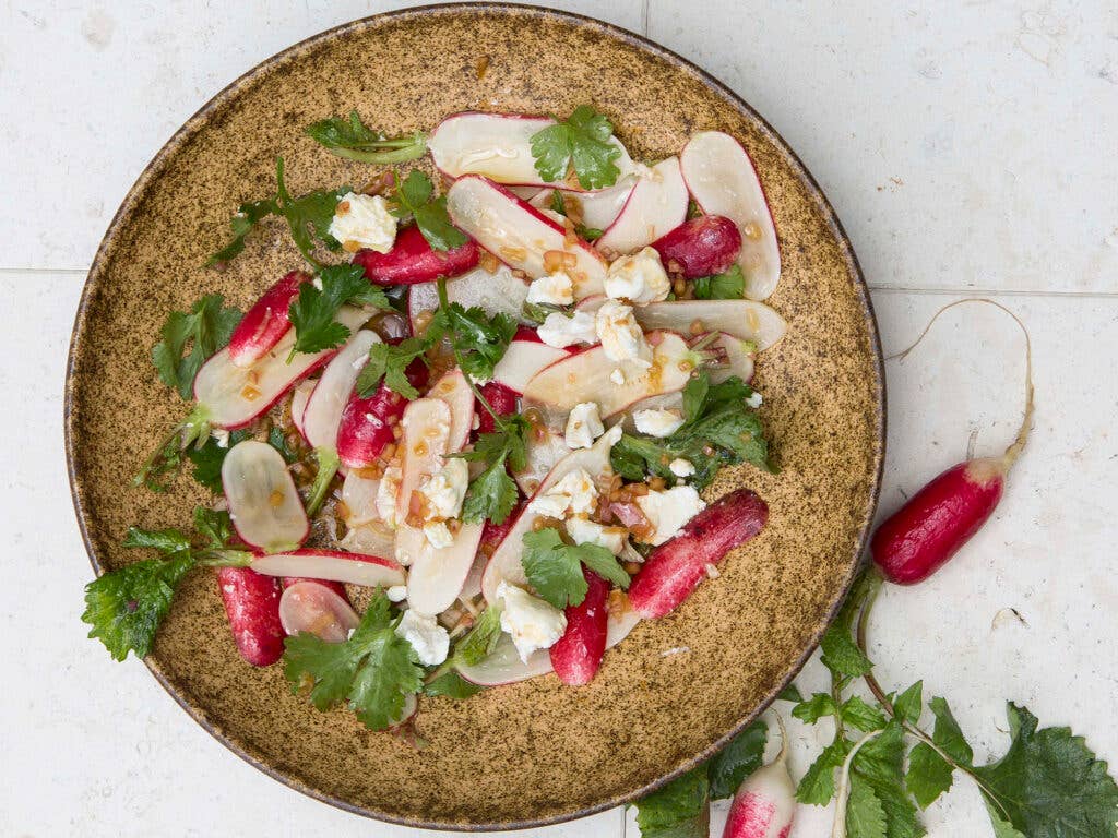 Radish and Cilantro Salad with Goat Cheese