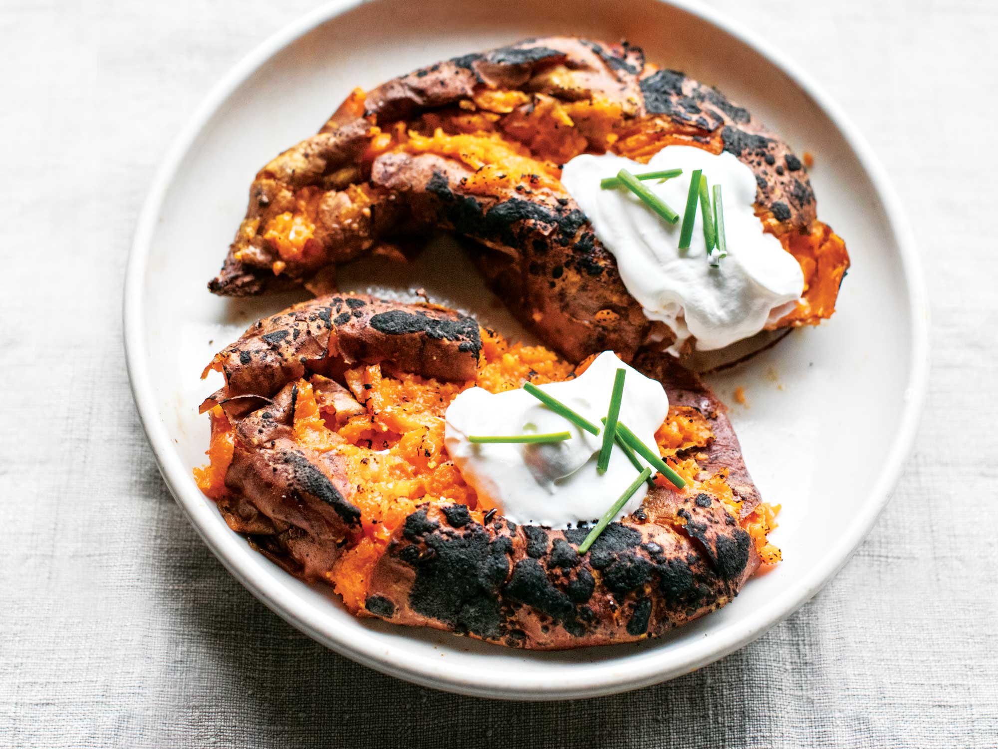 Roasted Sweet Potatoes with Garlic Labneh Recipe | Saveur-image