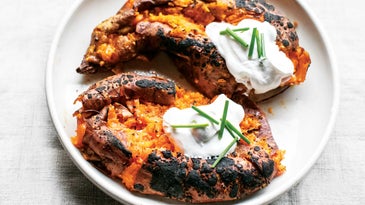 Slow-Roasted Sweet Potatoes with Garlic Labneh