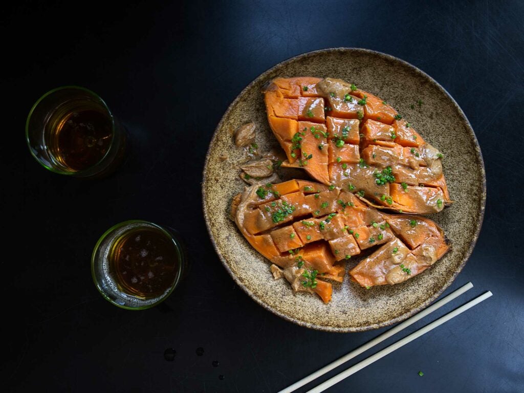 Sweet Potatoes with Miso Butter and Chives