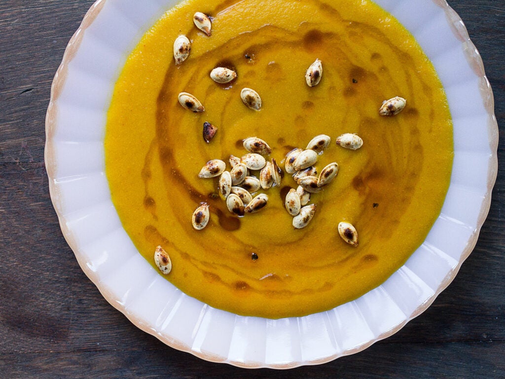 Pumpkin Spoon Halva with Cardamom Syrup