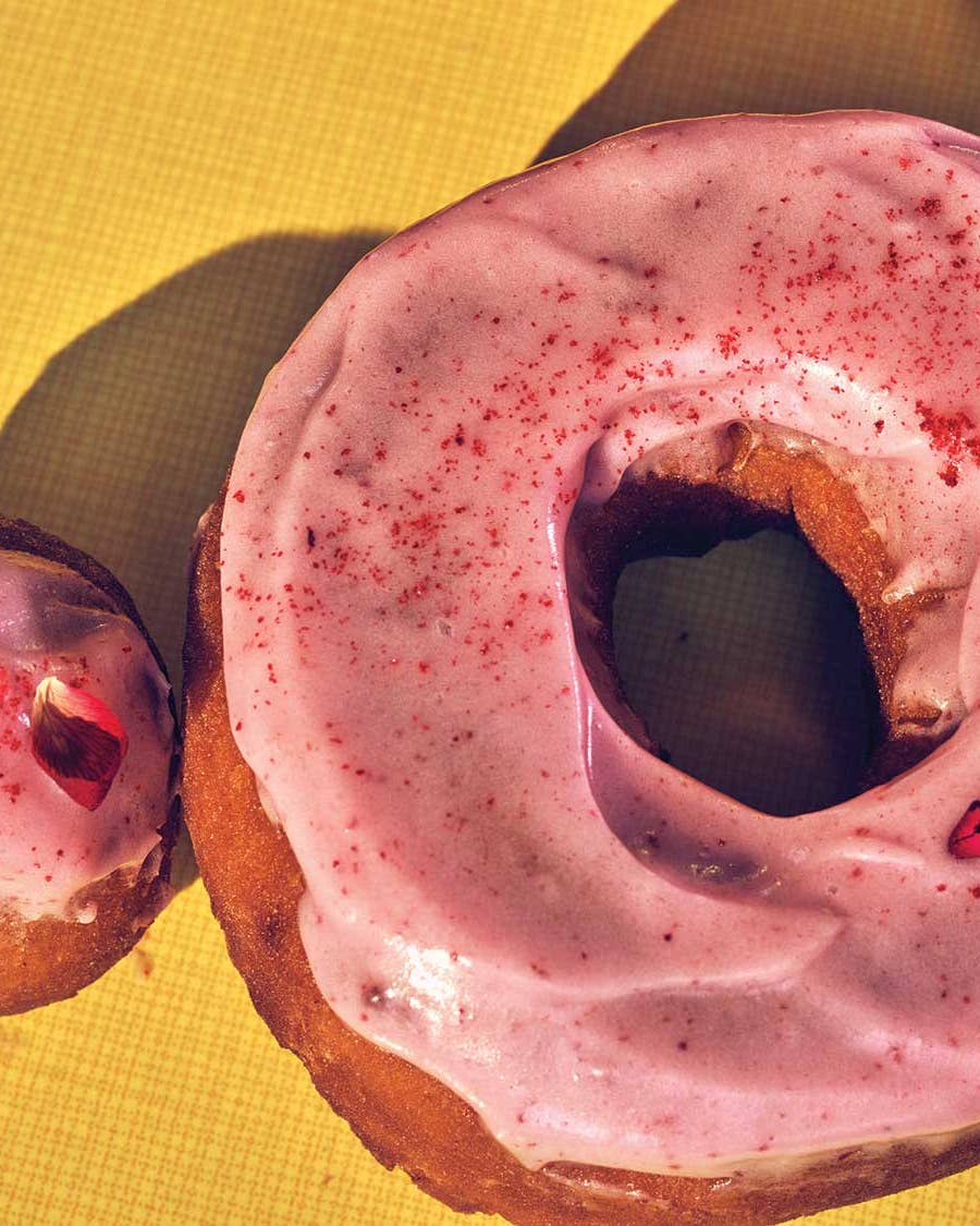 Cardamom-Rose Cake Donuts