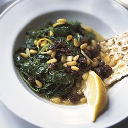 Spinach with Pine Nuts and Raisins