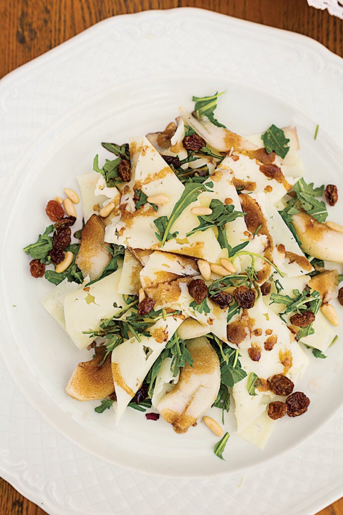 Arugula, Pecorino, Pine Nut, and Pear Salad (Rucola con Pecorino, Pignoli e Pere)